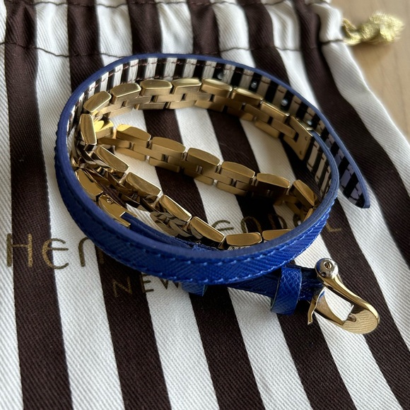 Henri Bendel blue gold wrap bracelet + dust bag - Picture 2 of 8